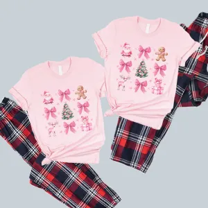 Coquette Christmas Icons Mum & Kid Matching Yuletide Pyjama Tee and Pant Set pregnancy clothes clearance
