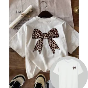 Coquette Leopard Bow Back Logo T-Shirt girls pajamas promo