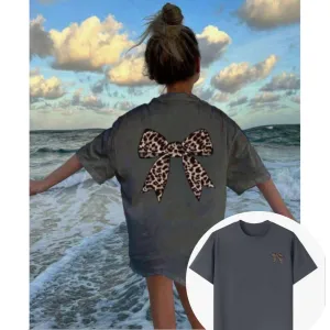 Coquette Leopard Bow Back Logo T-Shirt discount girls tops