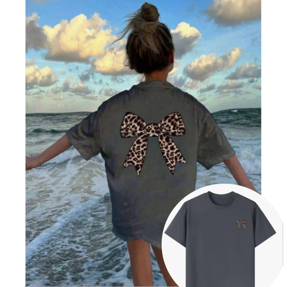 Coquette Leopard Bow Back Logo T-Shirt discount girls tops