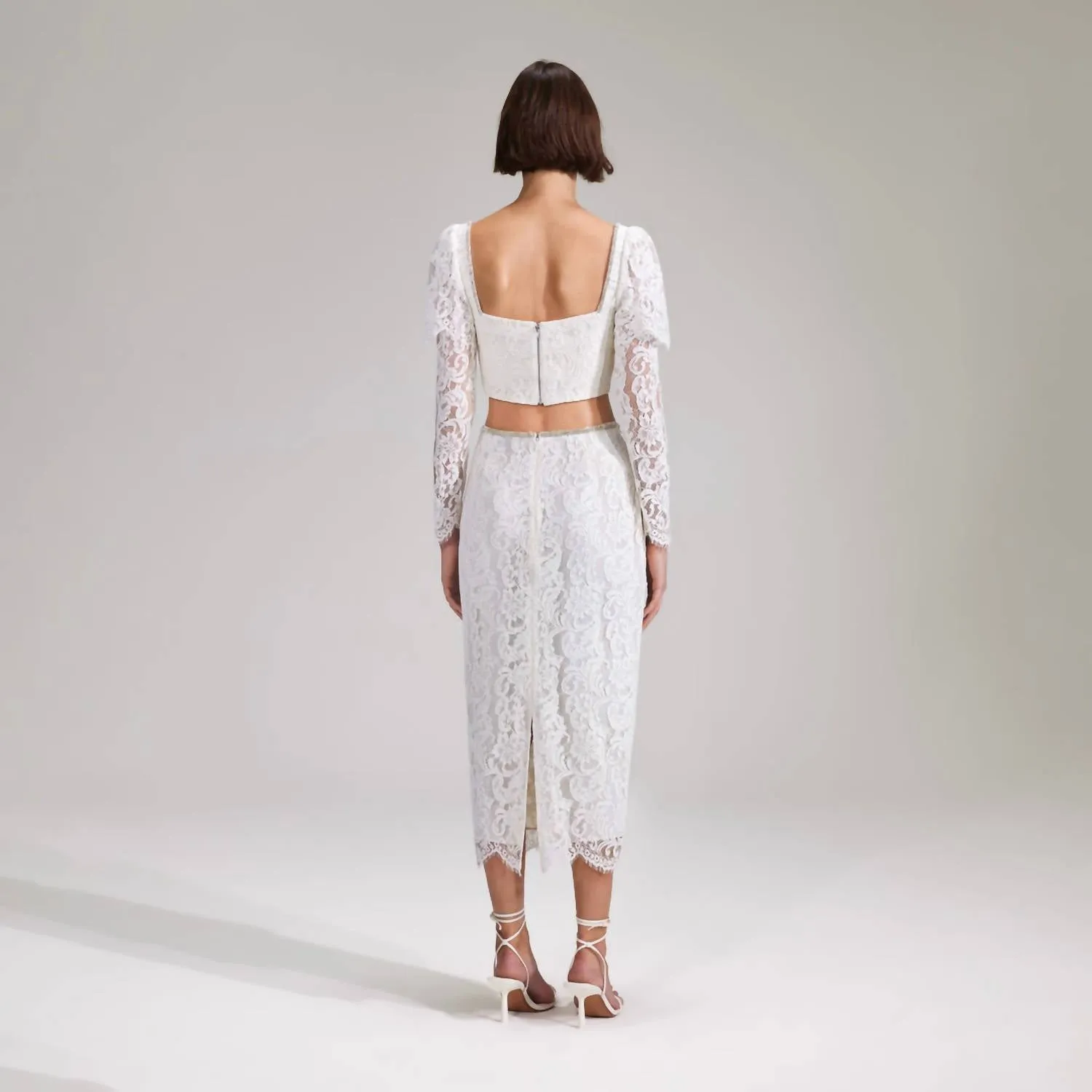 Cord Lace Midi Skirt In Cream
