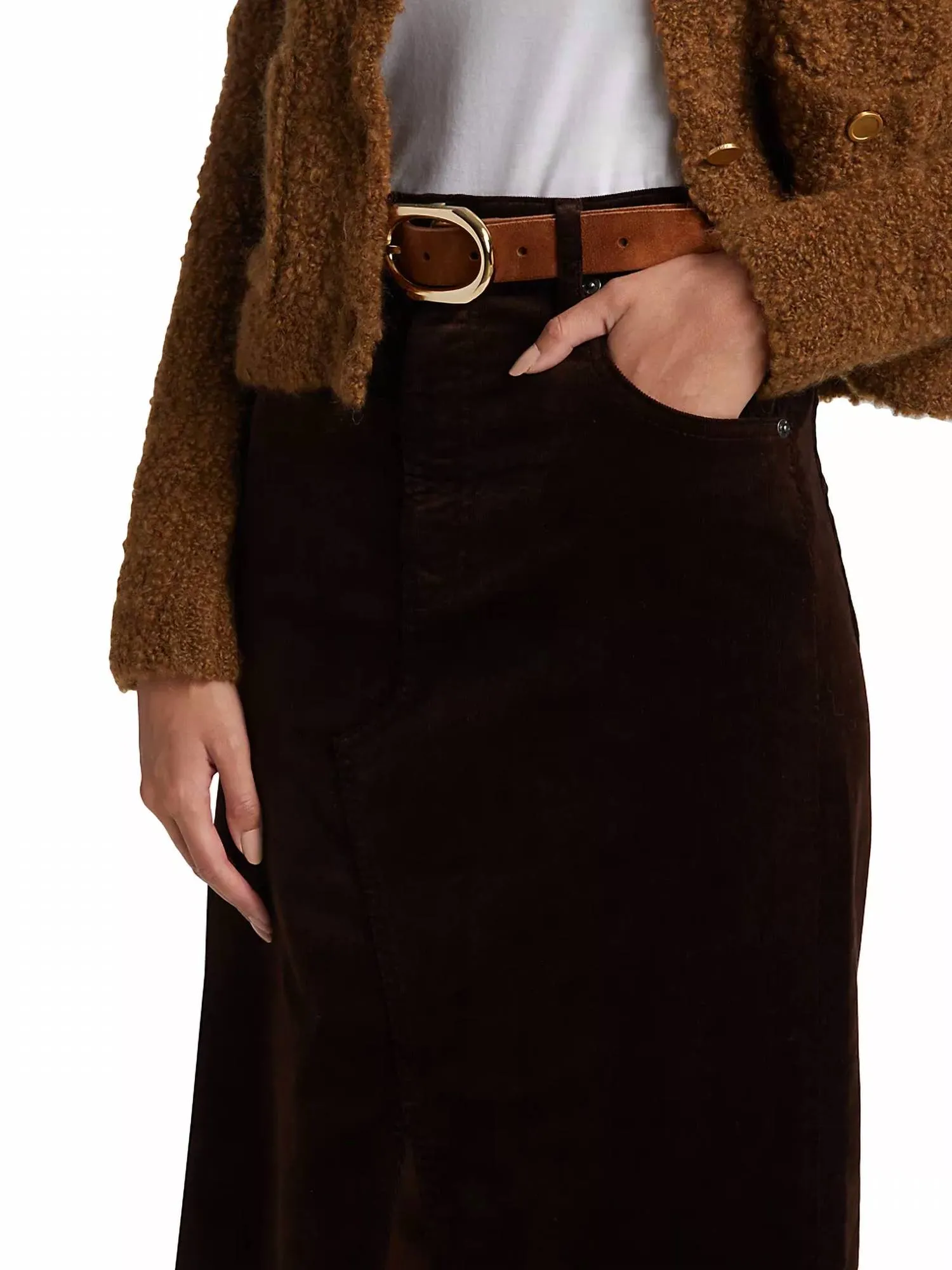 Corduroy Midaxi Skirt In Espresso
