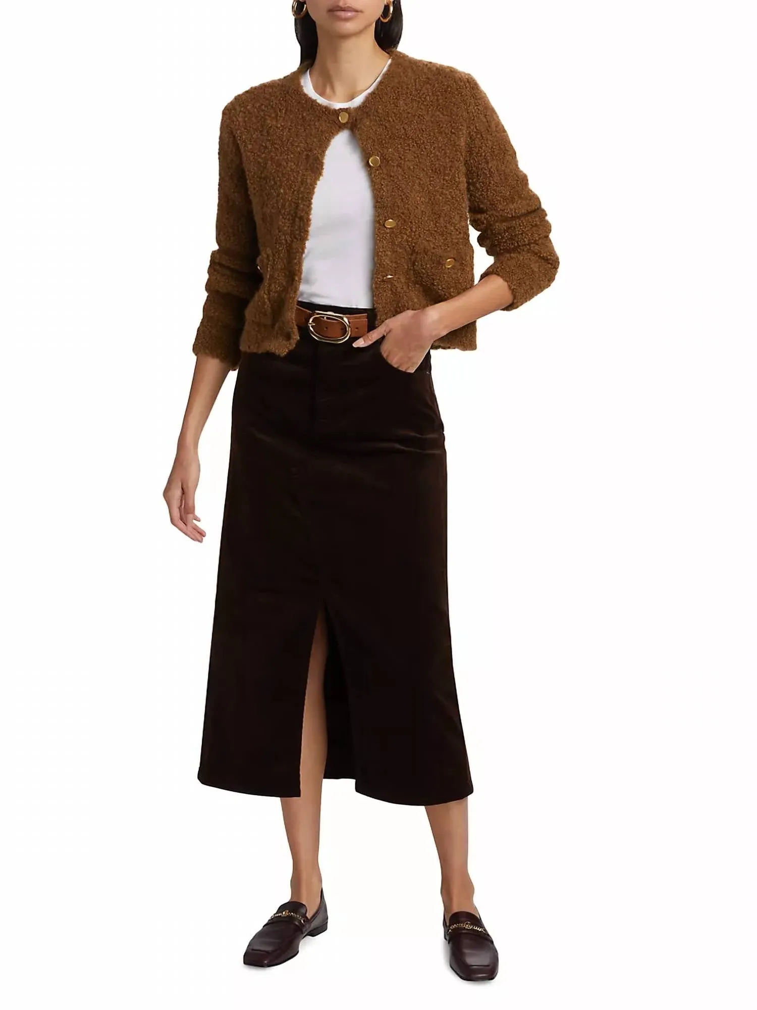 Corduroy Midaxi Skirt In Espresso