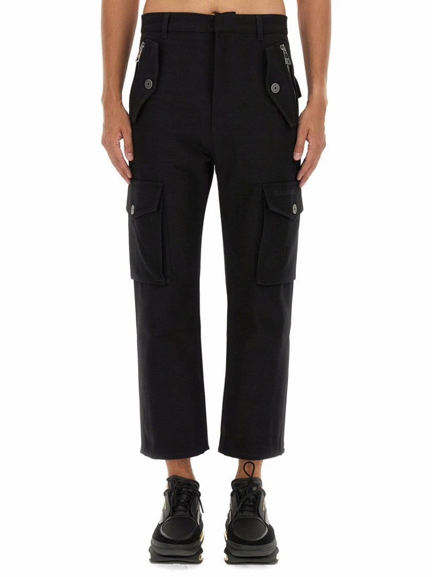 Cropped Black Cargo Pants