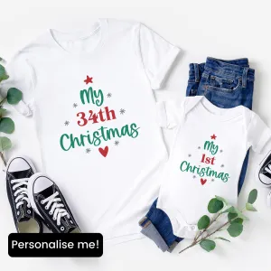 Customised Age Funny Christmas T-Shirt & Bodysuit Set maternity wear outlet