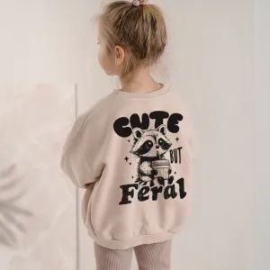 Cute But Feral Raccoon Back Sweatshirt girls skirts clearance
