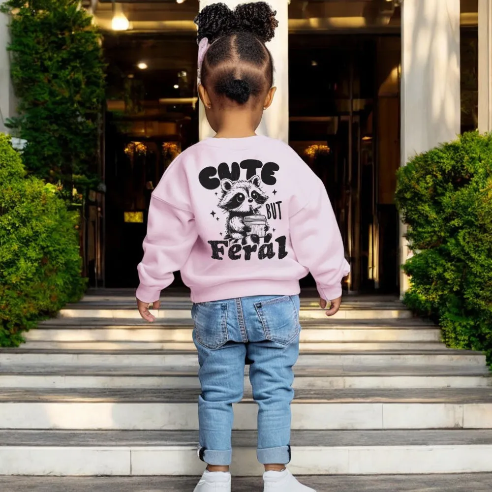 Cute But Feral Raccoon Back Sweatshirt boys fashion clearance