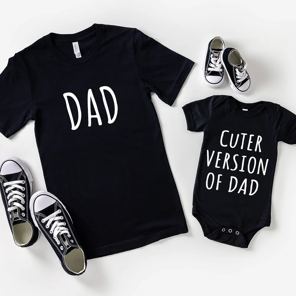 Dad & Cuter Version Of Dad Matching Black T-Shirt/Baby Vest daddy outfits clearance
