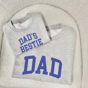Dad & Dad's Bestie College Matching Grey/Blue Sweatshirts mens dad clothes online