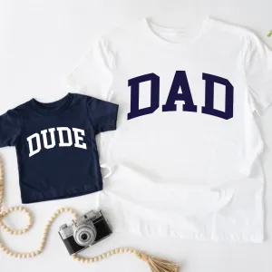 Dad & Dude College Matching Navy/ White T-shirts daddy outfits clearance