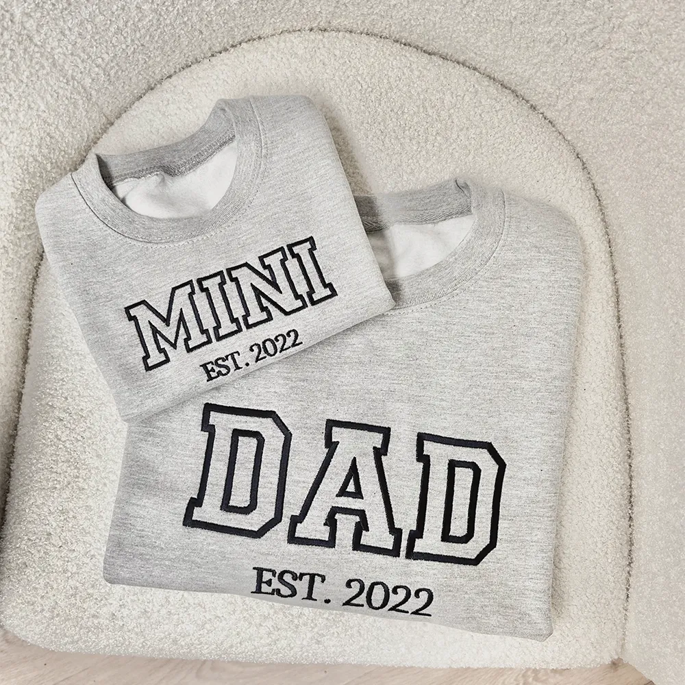 Dad & Mini Established Embroidered Heather Grey/Navy Sweatshirts daddy outfits clearance
