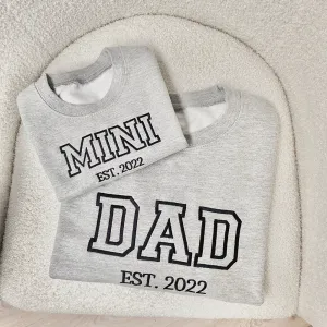 Dad & Mini Established Embroidered Heather Grey/Navy Sweatshirts daddy outfits clearance