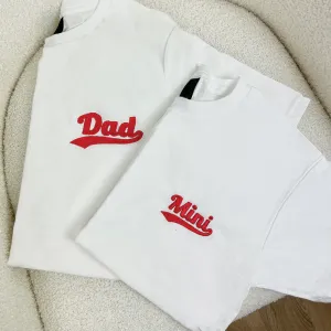 Dad & Mini Retro Embroidered Pocket Logo White T-shirts dad bod shirts discount
