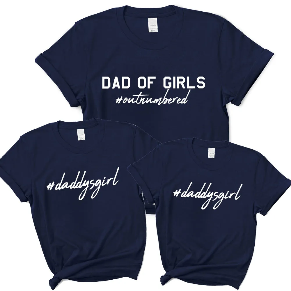 Dad Of Girls Hashtag DaddysGirl Matching T-Shirts- Navy dad hats promo code