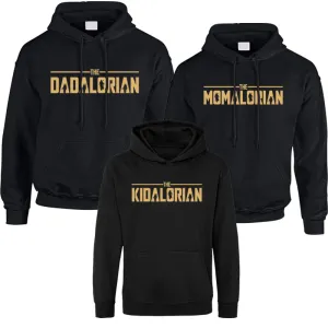 Dadalorian, Momalorian & Kidalorian Matching Black Hoodies daddy outfits clearance
