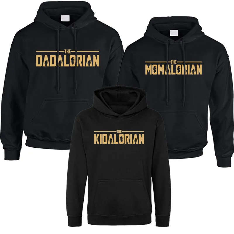 Dadalorian, Momalorian & Kidalorian Matching Black Hoodies daddy outfits clearance