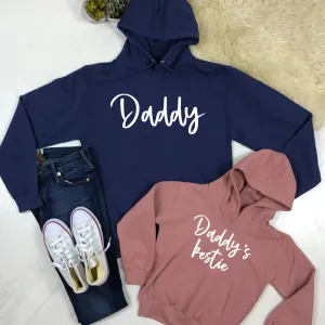 Daddy & Daddy's Bestie Chelsea Script Matching Hoodies (MRK X) mens dad clothes online