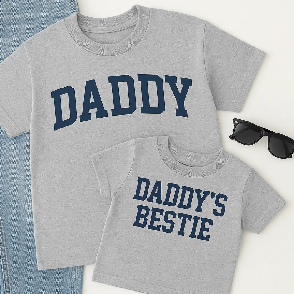 Daddy & Daddy's Bestie College Matching Grey T-Shirts daddy outfits clearance