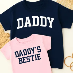 Daddy & Daddy's Bestie College Matching Navy/Pink T-Shirts mens dad clothes online