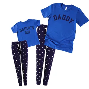 Daddy & Daddy's Boy College Matching Star Pyjamas - Royal Blue/Navy mens dad clothes online
