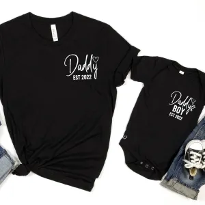 Daddy & Daddy's Boy Est Mini Logo Matching Black Tee/Baby Vest mens dad clothes online