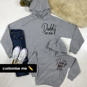 Daddy & Daddy's Boy Established Matching Heather Grey Hoodies (MRK X) mens dad clothes online