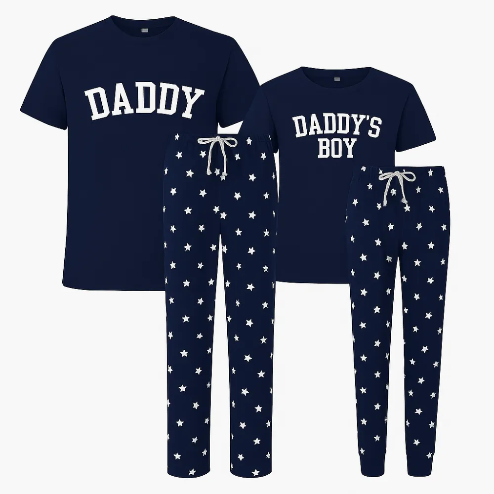 Daddy & Daddy's Boy Matching Star Pyjamas - All Navy mens dad clothes online