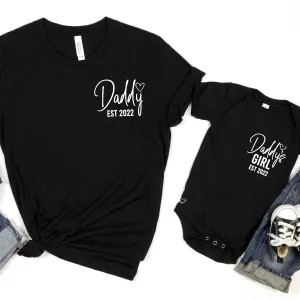 Daddy & Daddy's Girl Est Mini Logo Matching Black Tee/Baby Vest dads clothes cheap