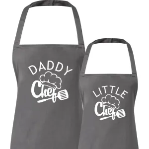 Daddy Chef & Little Chef Matching Charcoal Aprons mens dad clothes online