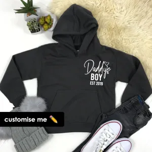 Daddy's Boy Established Mini Logo Hoodie (MRK X) boys fashion clearance