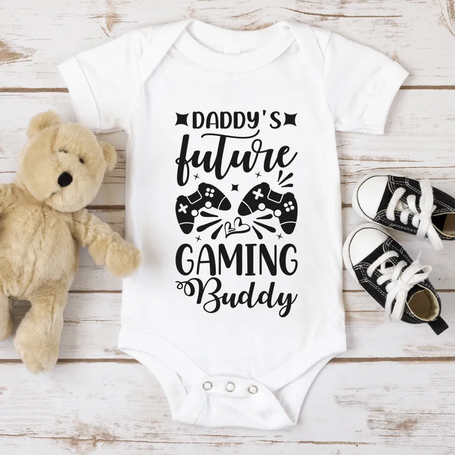 Daddy's Future Gaming Buddy White Baby Vest cheap baby clothes online