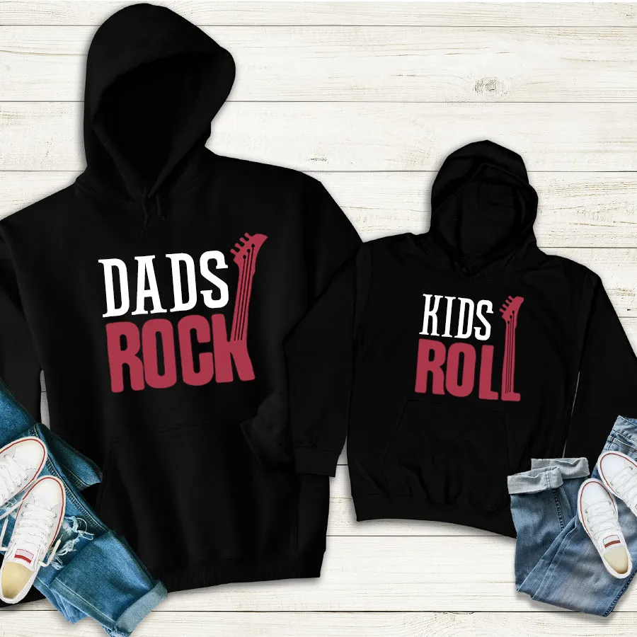 Dads Rock & Kids Roll Matching Black Hoodies dad jeans best price