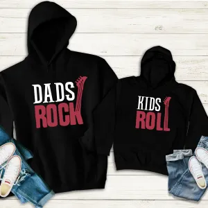 Dads Rock & Kids Roll Matching Black Hoodies dad jeans best price