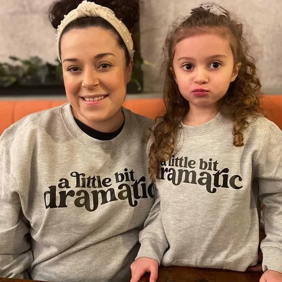 Dani Harmer Little Bit Dramatic Mum & Kid Matching Grey Sweatshirts discount mum dresses