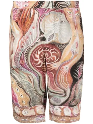 Dark Star Graphic-Print Silk Shorts cheap mens pants online