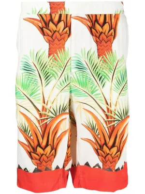 Date Palm Motif-Print Bermuda Shorts cheap mens pants online
