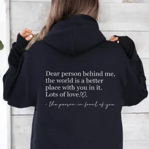 Dear Person Behind Me Back Logo Hoodie postpartum clothes sale