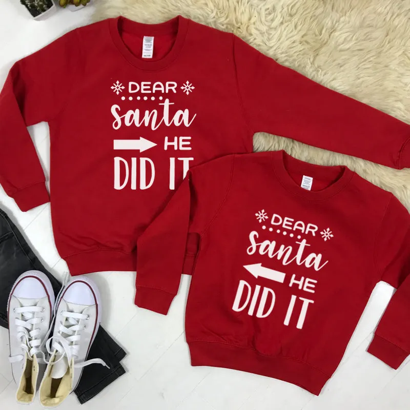 Dear Santa He Did It Matching Sweatshirts Red boys outfits online store