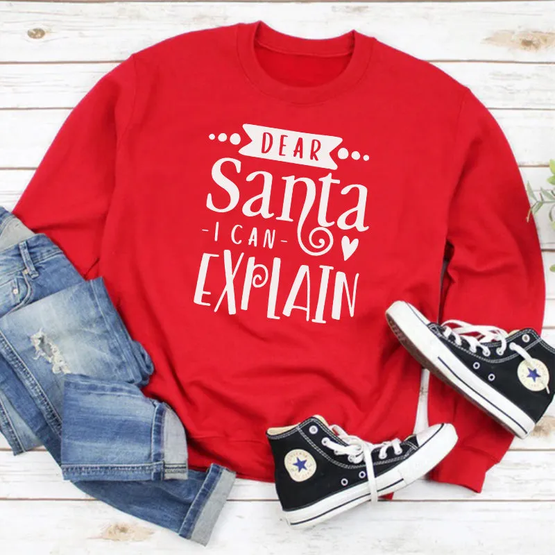 Dear Santa I Can Explain Kids Sweatshirt (MRK X) boys fashion clearance