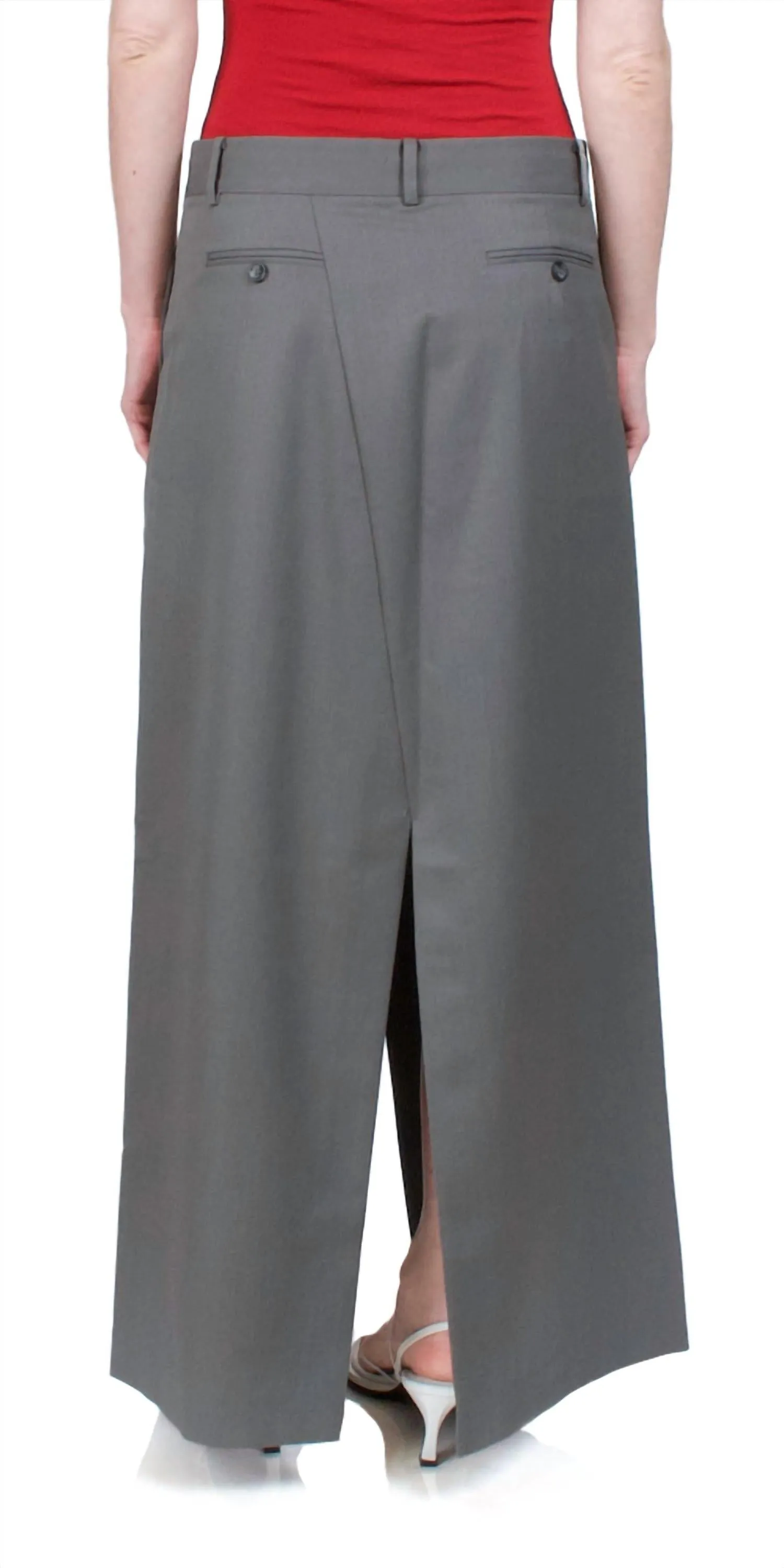 Deconstructed Waist Maxi Skirt In Pewter Grey