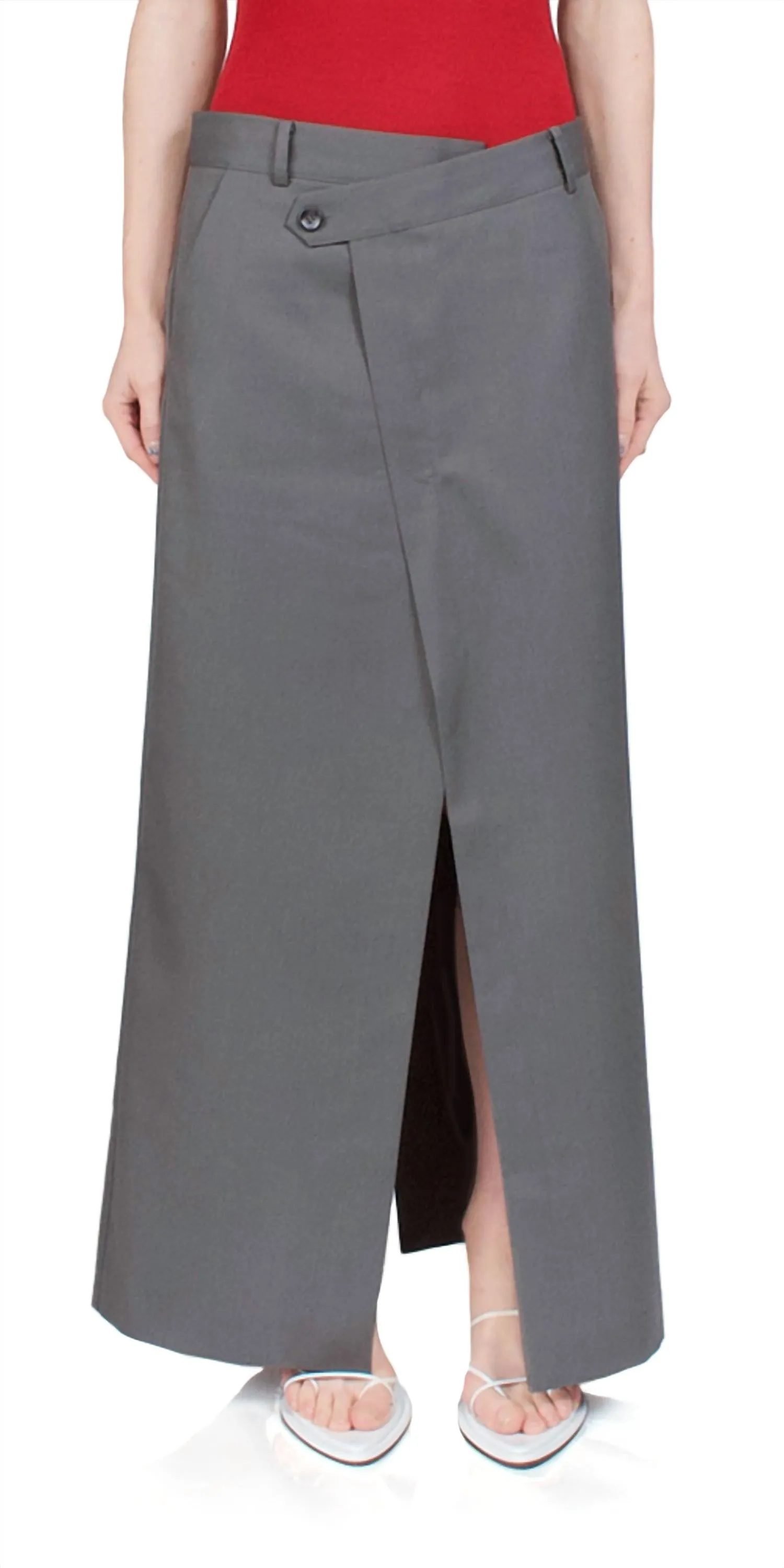 Deconstructed Waist Maxi Skirt In Pewter Grey