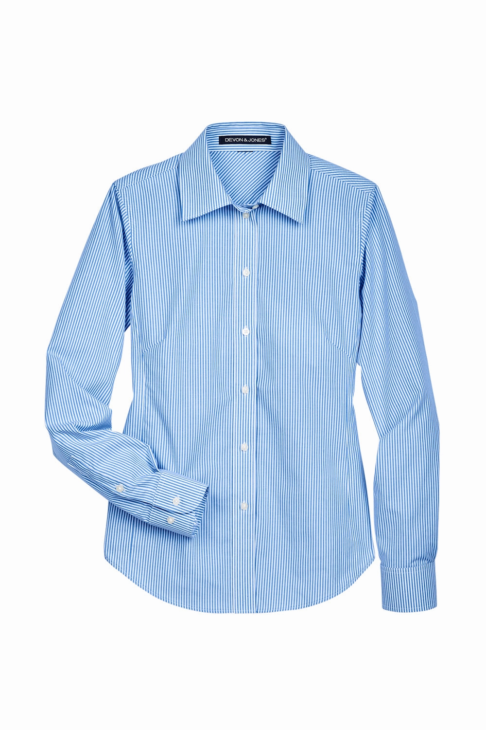 Devon & Jones Womens Crown Woven Collection Wrinkle Resistant Long Sleeve Button Down Shirt - French Blue