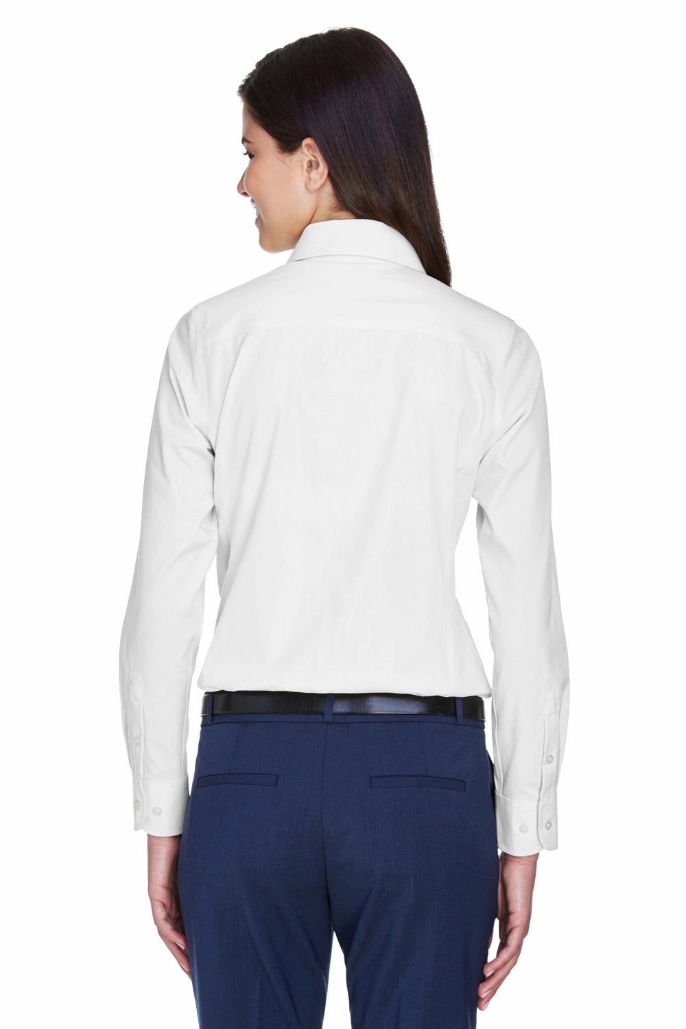 Devon & Jones Womens Crown Woven Collection Wrinkle Resistant Long Sleeve Button Down Shirt - White