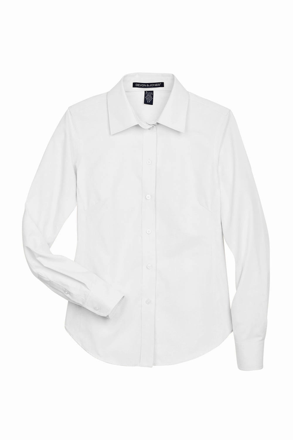 Devon & Jones Womens Crown Woven Collection Wrinkle Resistant Long Sleeve Button Down Shirt - White