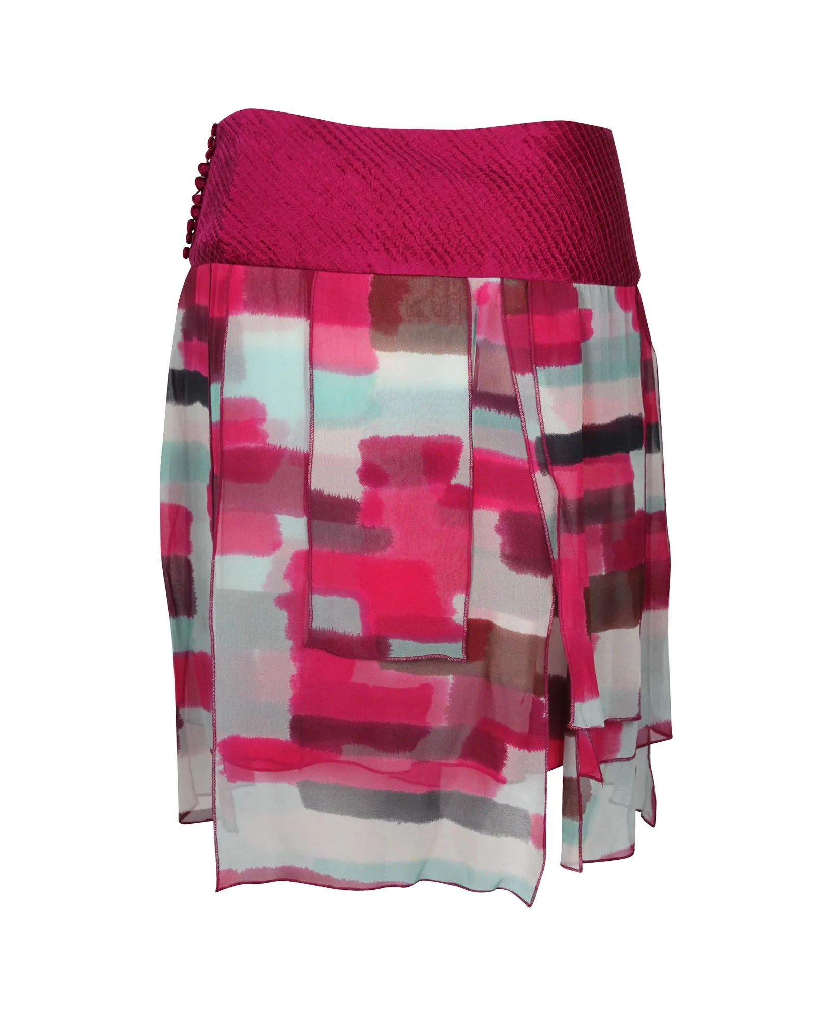 Diane Von Furstenberg Geometric Panels Flowy Skirt in Pink Silk