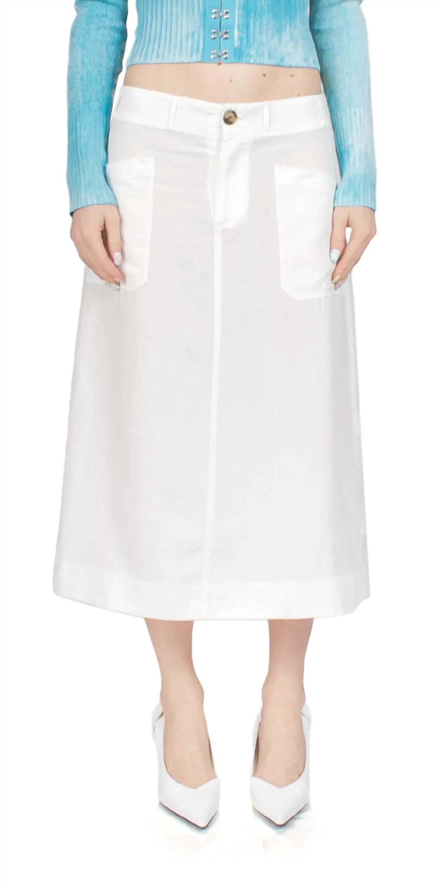 Dino Midi Skirt In White