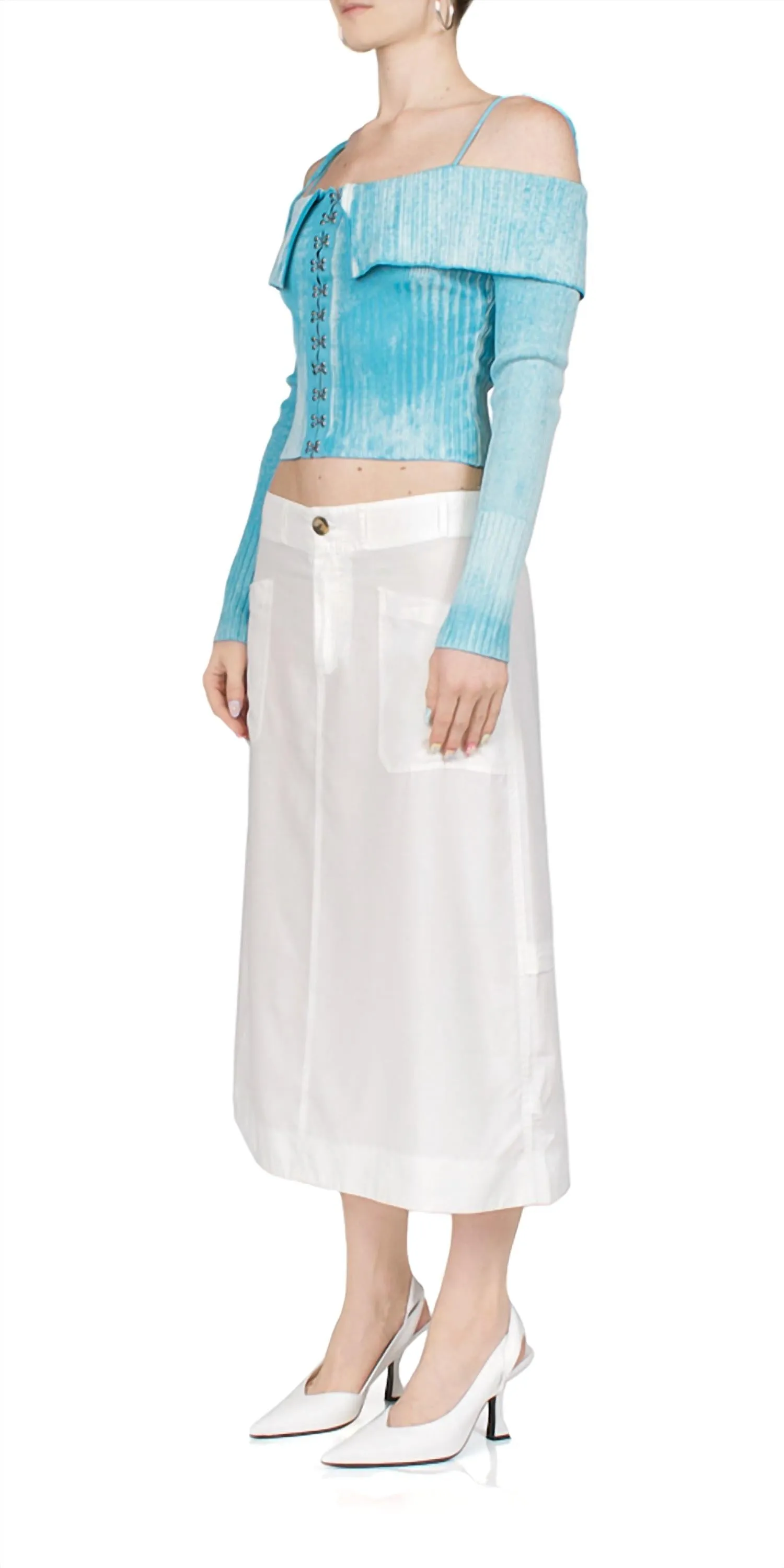 Dino Midi Skirt In White