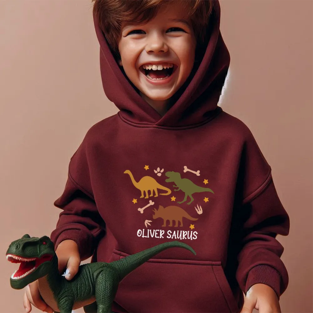 Dino Roar Personalised Kids Hoodie boys fashion clearance