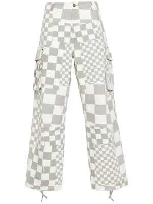 Distressed Checked Straight Trousers cheap bottoms online shop