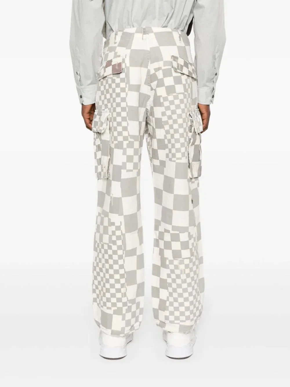 Distressed Checked Straight Trousers